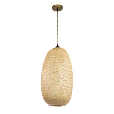 ELE Light & Decor Emily 1-Light Tan Pendant Design Pendant Light with Rattan Shade. View a larger version of this product image.