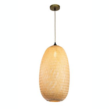 ELE Light & Decor Emily 1-Light Tan Pendant Design Pendant Light with Rattan Shade. View a larger version of this product image.