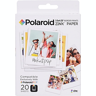 Polaroid 3.5 x 4.25 inch Premium Zink Border Print Photo Paper (20 Sheets) Compatible with Pop Instant Camera. View a larger version of this product image.