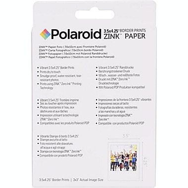 Polaroid 3.5 x 4.25 inch Premium Zink Border Print Photo Paper (20 Sheets) Compatible with Pop Instant Camera. View a larger version of this product image.