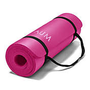 AUM Extra Thick 1/2" Exercise Yoga Mat w/Carry Strap - Non-slip, Moisture-Resistant Foam Cushion for Pilates - Support for Stretching & Physical Therapy - 72" x 24" x 1/2" (Pink)