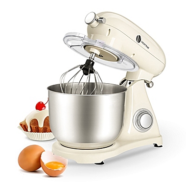 VENTRAY SM600 Stand Mixer, Electric Food Mixer with Attachment Hub, 6-Speed Tilt-Head Food Processor Machine with Dough Hook/Whisk/Beater/Pouring Shield & 6.35-QT Stainless Steel Bowl - Beige. View a larger version of this product image.