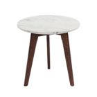 Alternate image 0 for The Bianco Collection Cherie 15" Round Italian Carrara White Marble Side Table with Walnut Legs