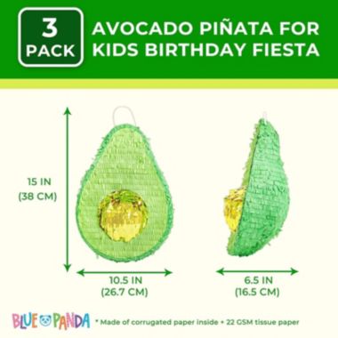 Blue Panda Avocado Pinata for Kids Birthday Party, Cinco De Mayo (15 x 10.5 in.). View a larger version of this product image.