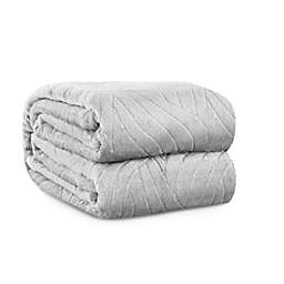 SHOPBEDDING Cozy Throw Blanket Fleece - Lightweight Throw Blanket for Couch or Sofa - Embossed Flannel Blanket for Travel - Silver, 50