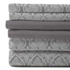 Alternate image 1 for Lux Decor Collection 6-Pieces Deep Pocket Microfiber Printed Bed Sheet Set in California King Size Gray