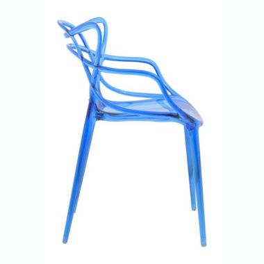 LeisureMod Milan Modern Wire Design Chair, Set of 4 - Blue. View a larger version of this product image.