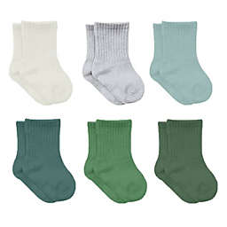 Sierra Socks Newborn Unisex Cotton Ankle-Hi Green Color Socks Assorted 6 Pair Pack
