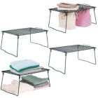 Alternate image 3 for mDesign Metal Stackable Closet Storage Organizer Shelf, 4 Pack