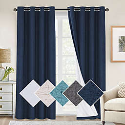 Linen Blackout Curtains Thermal Insulated Textured Linen Curtain Draperies, 52