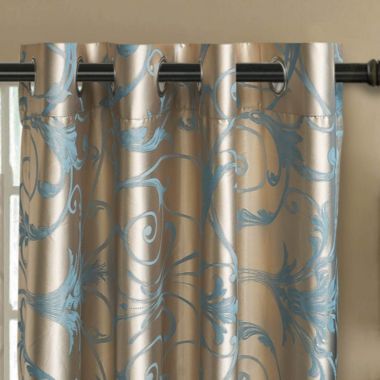 Dolce Mela Home Decorative Damask Jacquard, Grommet, Semi-Blackout curtain Panel, Tall 60 x 100 Inches. View a larger version of this product image.