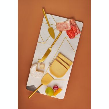 GAURI KOHLI Moonlight Marble Serving Board With Knives. View a larger version of this product image.