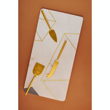 GAURI KOHLI Moonlight Marble Serving Board With Knives. View a larger version of this product image.