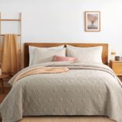 Unikome Reversible 3-Piece Coverlet Set in Khaki, King