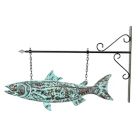 Alternate image 0 for Contrast Metal Verdigris Copper Salmon Wall Bracket Hanging Sculpture Outdoor Home Decor