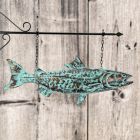 Alternate image 3 for Contrast Metal Verdigris Copper Salmon Wall Bracket Hanging Sculpture Outdoor Home Decor