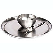 Lexi Home Stainless Steel Chip and Dip - Appetizer Serving Tray- Round Cake Stand