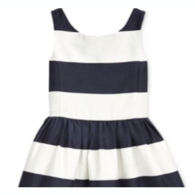 Ralph Lauren Toddler Girl's Striped Cotton Sateen Dress Blue Size 3T. View a larger version of this product image.