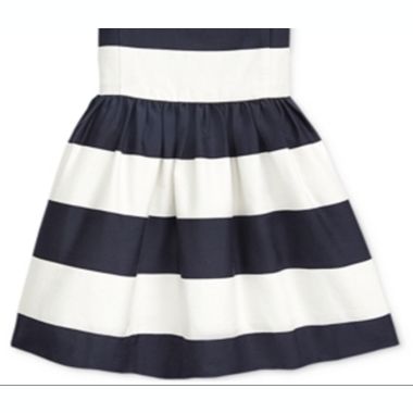 Ralph Lauren Toddler Girl's Striped Cotton Sateen Dress Blue Size 3T. View a larger version of this product image.