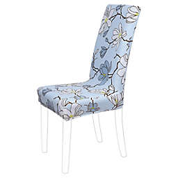 PiccoCasa Painted Spandex Stretch Fit Short Dining Chair Cover Slipcover, Floral Pattern Removable Washable Dining Banquet Chair Protector for Home Party Hotel Wedding Ceremony, Sky Blue