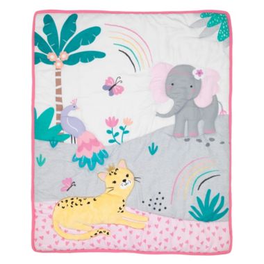 Bedtime Originals Rainbow Jungle Elephant/Leopard 3-Piece Baby Crib Bedding Set. View a larger version of this product image.
