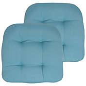 Sweet Home Collection Patio Cushions Outdoor Chair Pads Thick Fiber Fill Tufted 19" x 19" Seat Cover, Teal, 2 Pack