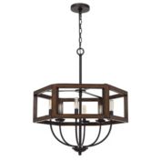 Cal Lighting 60W X 6 Renton Hexagon Rubber Wood / Metal Chandelier