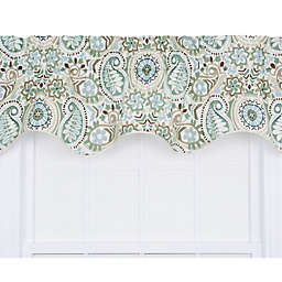 Ellis Curtain Paisley Prism High Quality Room Darkening Solid Natural Color Lined Scallop Window Valance - 50 x15