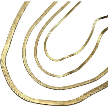 GoodMerchan - Men and women's Flat Snake Chain Necklaces Set - 4 Pack - Stylish Adjustable Chain Set. View a larger version of this product image.