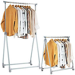 Gymax Extendable Clothing Garment Rack Heavy Duty Foldable Clothes Rack W/Hanging Rod