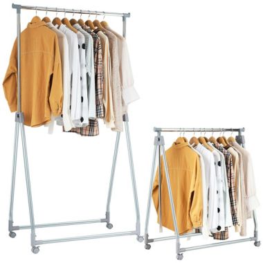 Gymax Extendable Clothing Garment Rack Heavy Duty Foldable Clothes Rack W/Hanging Rod. View a larger version of this product image.