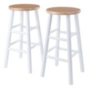 Contemporary Home Living Set of 2 Natural Brown and White Transitional Counter Stools 24.25"