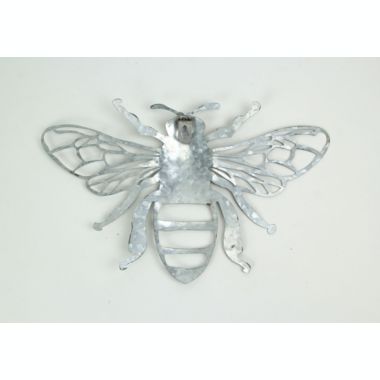 Things2Die4 Set of 2 Weathered Galvanized Zinc Finish Metal Bumble Bee Wall Décor Hangings 13.75 Inches Long. View a larger version of this product image.