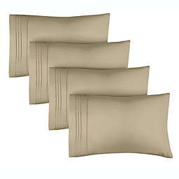 CGK Unlimited Pillowcase Set of 4 Soft Double Brushed Microfiber - King - Beige