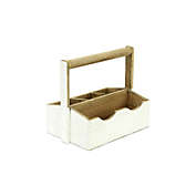 Contemporary Home Living 9.75" White and Brown Contemporary Garden Utensil Tool Holder with Center Handle