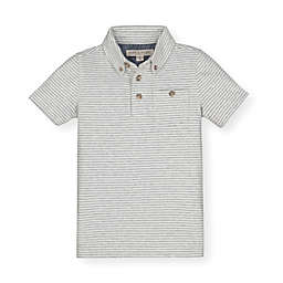 Hope & Henry Boys' Short Sleeve Polo Shirt, Gray Micro Stripe Jersey, 12-18 Months
