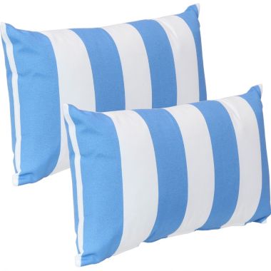 Sunnydaze 2 Outdoor Lumbar Throw Pillows - 12 x 20-Inch - Beach-Bound Stripe. View a larger version of this product image.