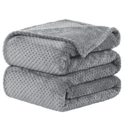 PiccoCasa Flannel Fleece Bed Blankets and Throws for Sofa, Soft Warm Microfiber Blanket, Mesh Fuzzy Plush 330GSM Lightweight Decorative Solid Blankets for Bed 70