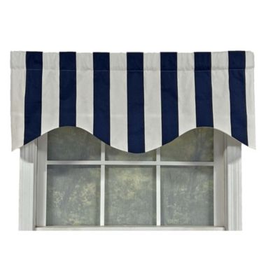 RLF Home Cabana Stripe Design Super Soft Quality Valance Navy 3" Rod Pocket 50W x 17L. View a larger version of this product image.