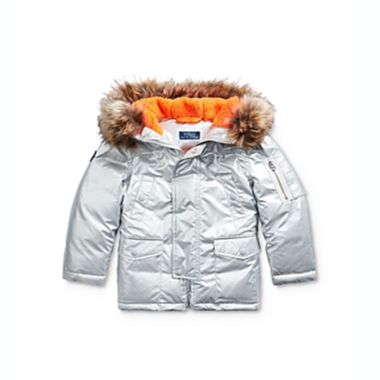 Ralph Lauren Boy's Metallic Down Parka Gray Size 2T. View a larger version of this product image.