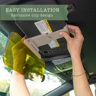 Car Windshield Tac Sun Visor Night Anti-Glare 2 Pack- Zone Tech Premium Quality Universal Sunshade and Night Vision Anti-Dazzle Windshield Driving Visor (2 Pack). View a larger version of this product image.