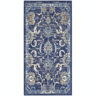 Nourison Grafix GRF24 Indoor only Area Rug - Navy 2' x 4'. View a larger version of this product image.