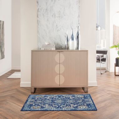 Nourison Grafix GRF24 Indoor only Area Rug - Navy 2' x 4'. View a larger version of this product image.