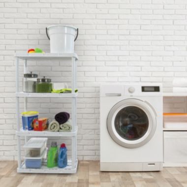 Gracious Living 4-Shelf Ventilated Light Duty Storage Unit, White. View a larger version of this product image.