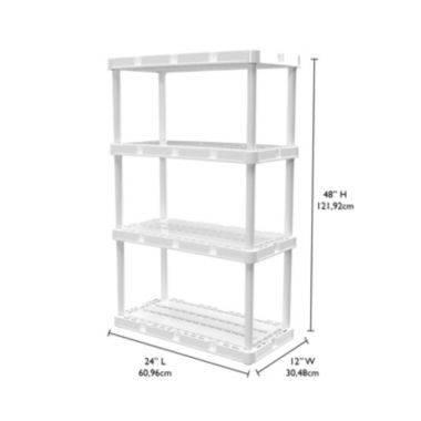 Gracious Living 4-Shelf Ventilated Light Duty Storage Unit, White. View a larger version of this product image.