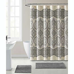 Kate Aurora French Chateau Paisley Chic Premium Fabric Shower Curtain - Gray