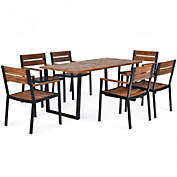 Costway 7 Pieces Outdoor Patio Dining Table Set with Hole