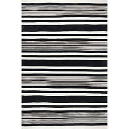 nuLOOM Jess Hand Loomed Cotton Flatweave Striped Area Rug, Black, 6'x9'