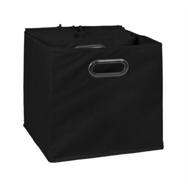 Niche Cubo Set of 6 Foldable Fabric Storage Bin with Built-in Chrome Handles - Black. View a larger version of this product image.