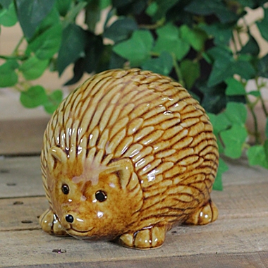 Roman 3.5" Pudgy Pals Relaxed Spined Tan Porcelain Hedgehog Table Top and Garden Figure. View a larger version of this product image.